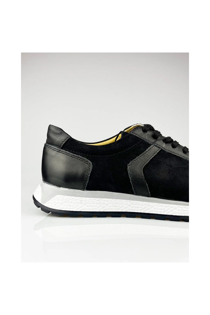 Mens Genuine Leather Casual Shoes - Black - 004