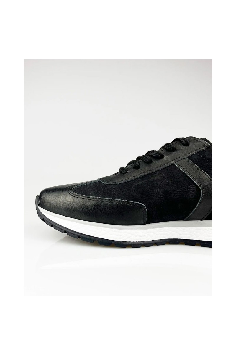 Mens Genuine Leather Casual Shoes - Black - 004