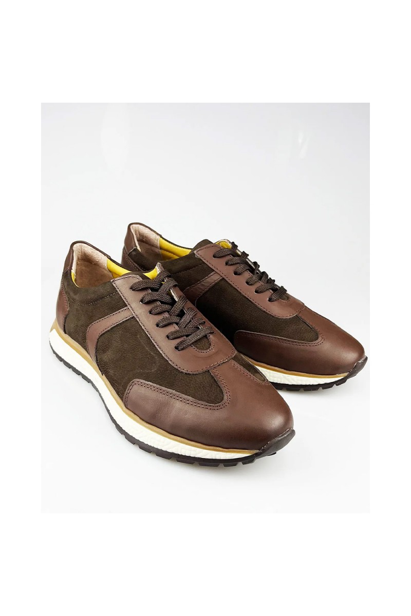 Mens Genuine Leather Casual Shoes - Brown - 004