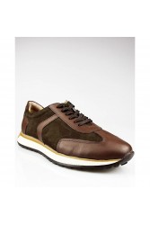 Mens Genuine Leather Casual Shoes - Brown - 004