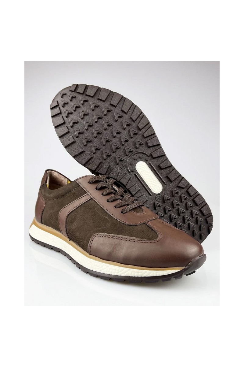 Mens Genuine Leather Casual Shoes - Brown - 004