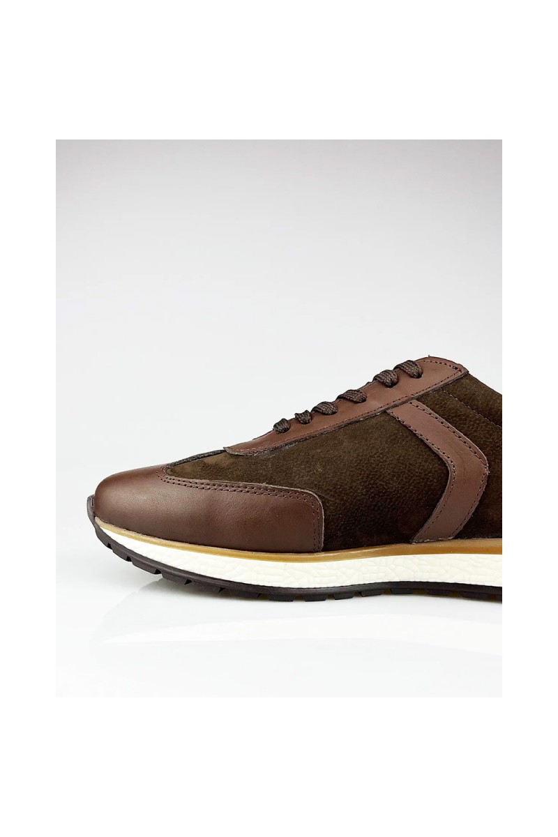 Mens Genuine Leather Casual Shoes - Brown - 004