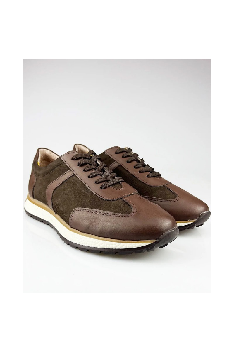 Mens Genuine Leather Casual Shoes - Brown - 004