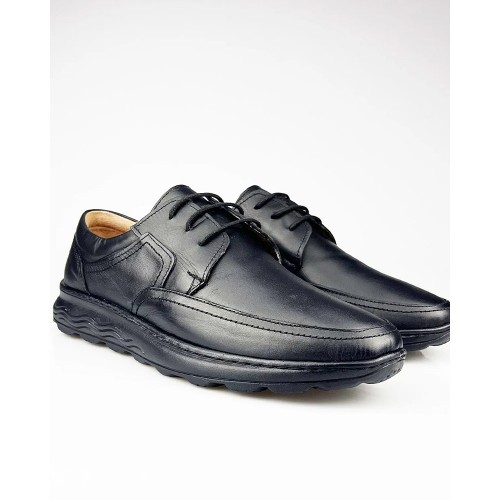 Mens Genuine Leather Casual Shoes - Black - 005