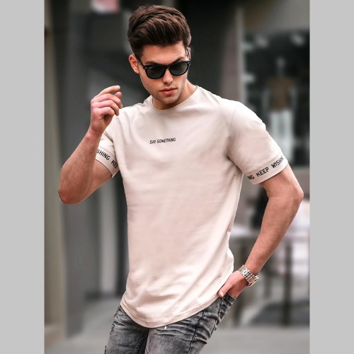 Mens T-shirt - Beige - 4461
