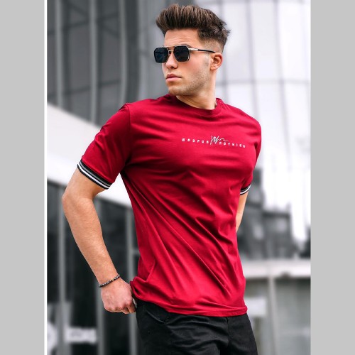 Mens T-shirt - Claret Red - 5849