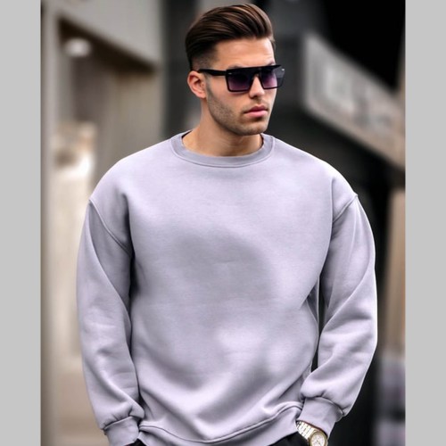 Mens Sweatshirt - Gray - 6048 - 2