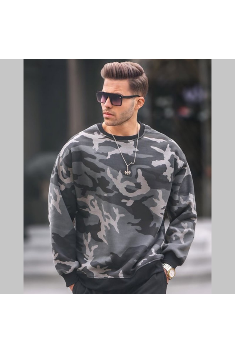 Mens Sweatshirt - Gray Camouflage - 6048