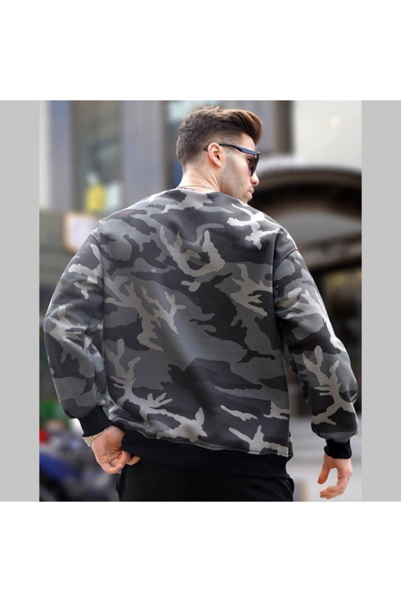 Mens Sweatshirt - Gray Camouflage - 6048