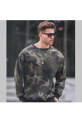 Mens Sweatshirt - Khaki Camouflage - 6048