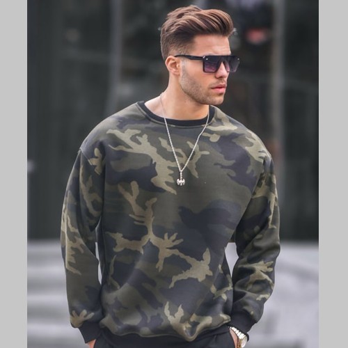 Mens Sweatshirt - Khaki Camouflage - 6048