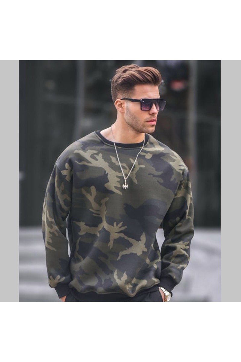 Mens Sweatshirt - Khaki Camouflage - 6048