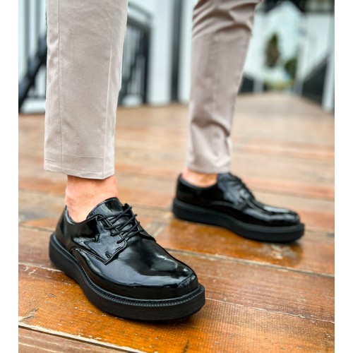 Mens Classic Shoes - Black Patent Leather - 001