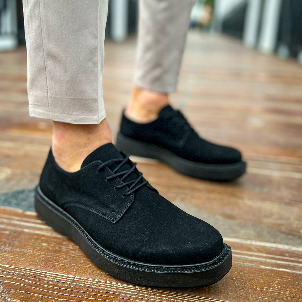 Mens Classic Shoes - Black Suede - 001