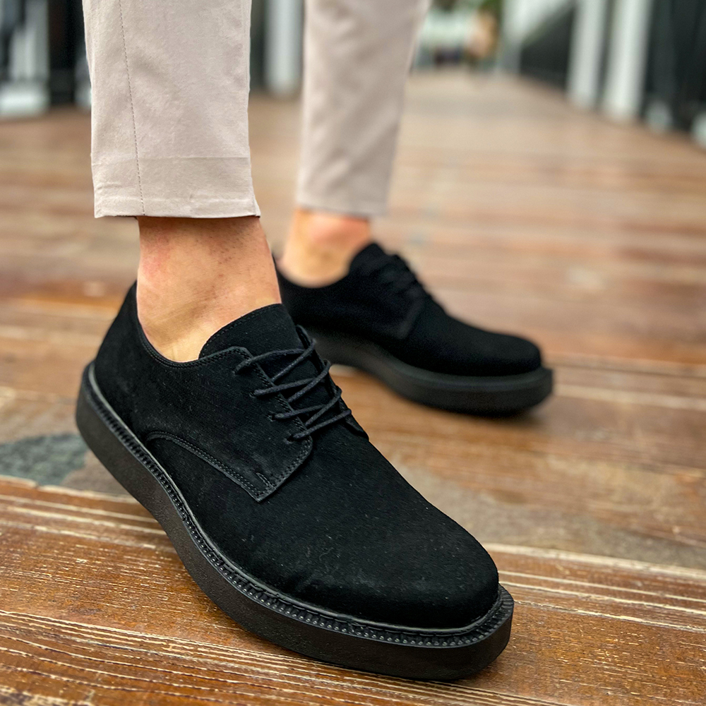 Mens Classic Shoes - Black Suede - 001