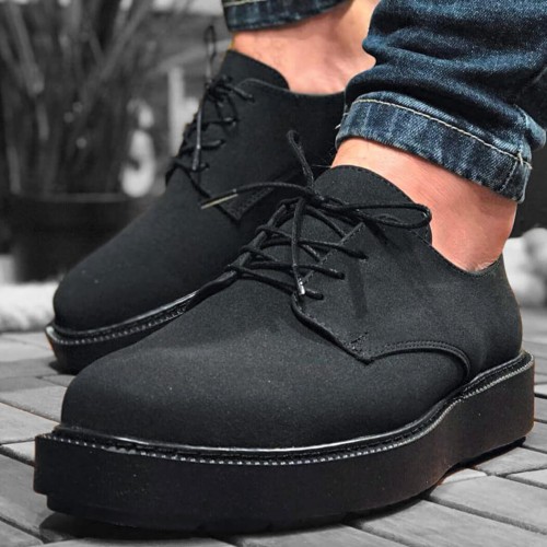 Mens Classic Shoes - Black Suede - 001