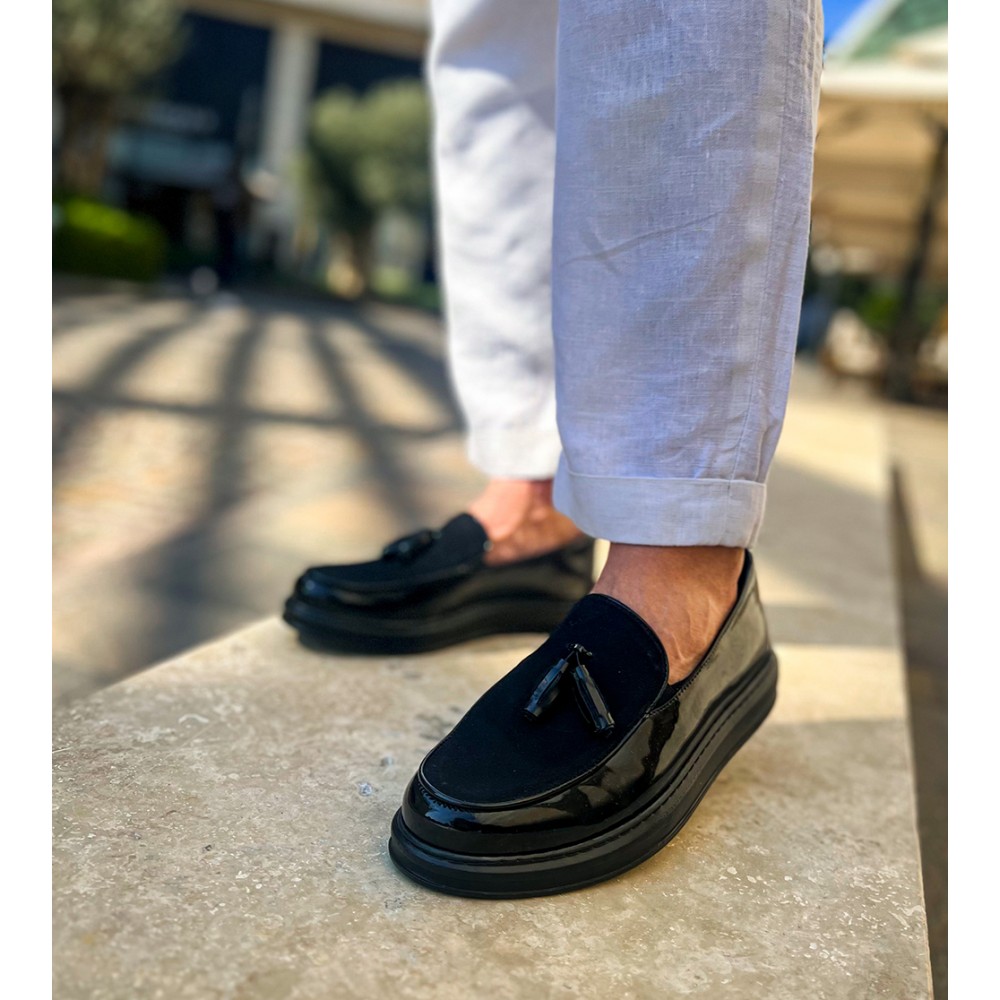 Mens Loafer - Black Patent Leather - 002