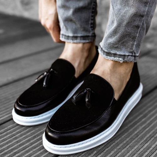 Mens Classic Shoes - Black White  - 002