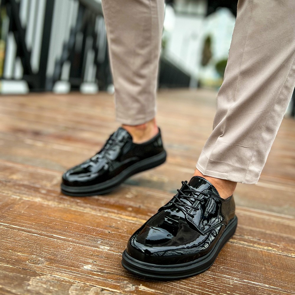 Mens Classic Shoes - Black Patent Leather - 003