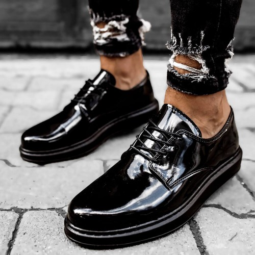 Men's Classic Shoes - Black Patent Leather - 003