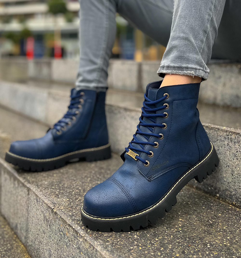 mens navy leather boots