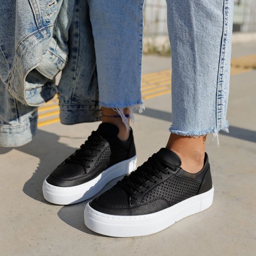 Womens Sneakers - Black White - Lix