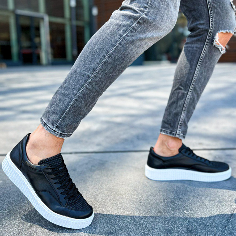 Mens Sneakers - Black White - 017