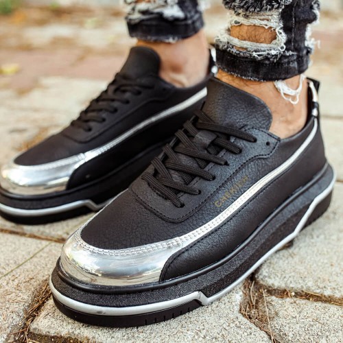 Mens Sneakers - Black Silver - 041