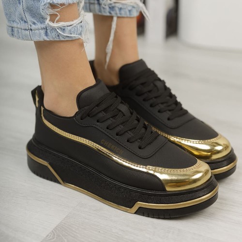 Womens Sneakers - Black Gold - 041