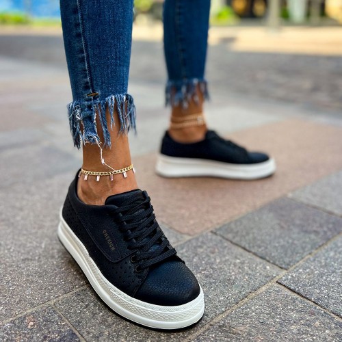 Womens Sneakers - Black White - 043