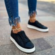 Womens Sneakers - Black White - 043