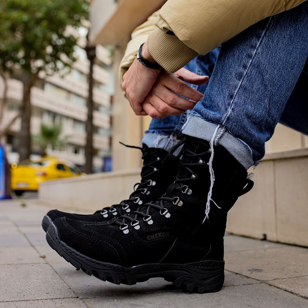 Mens Boots - Black Suede - 051