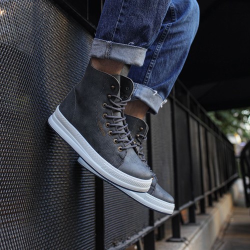 Mens High Top Sneakers - Anthracite - 055