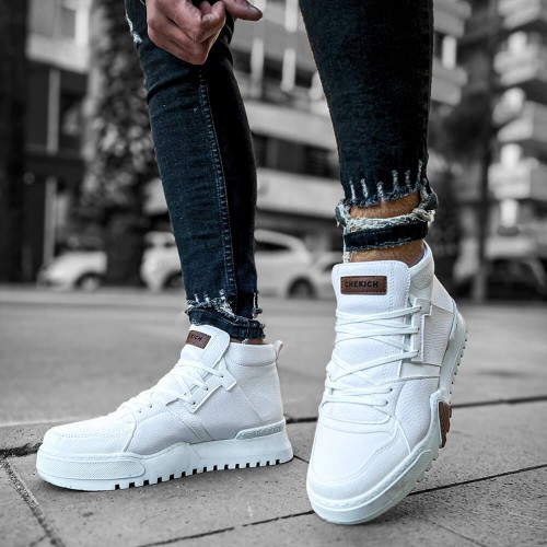 Mens High Top Sneakers - White - 057