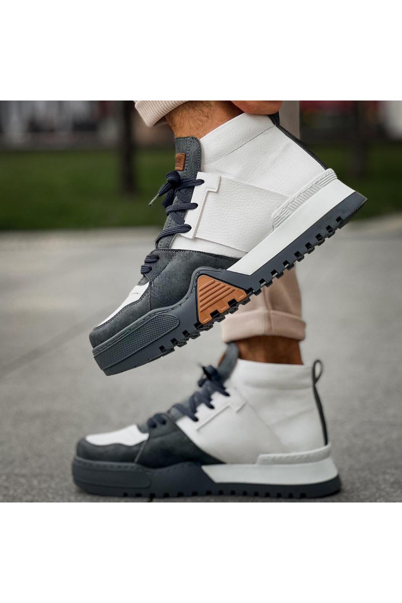 Mens Boots - White Anthracite - 057