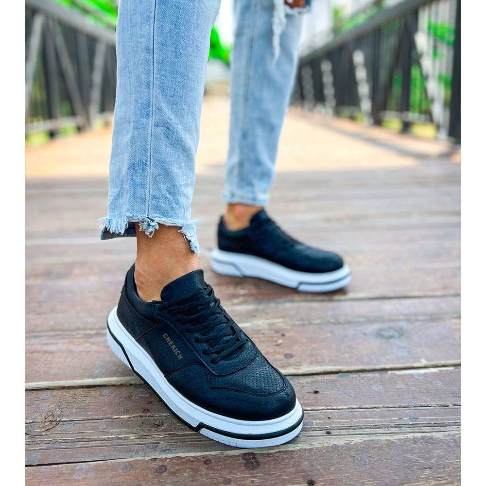 Mens Sneakers - Black White - 075