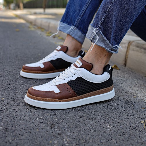 Mens Sneakers - Tan White Black - 109
