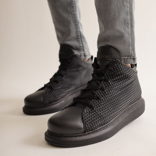 Mens High Top Sneakers - Black - 111