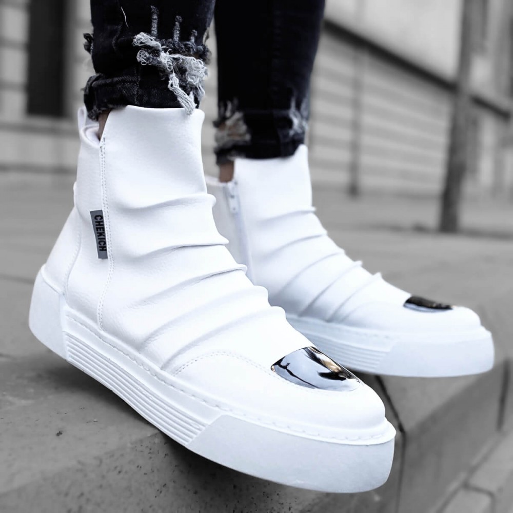 Mens High Top Sneakers - White - 113