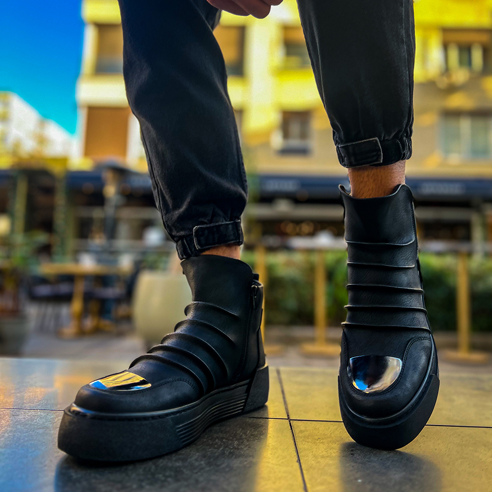 Mens High Top Sneakers - Black - 113