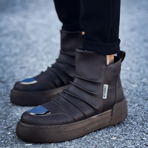 Mens High Top Sneakers - Brown - 113
