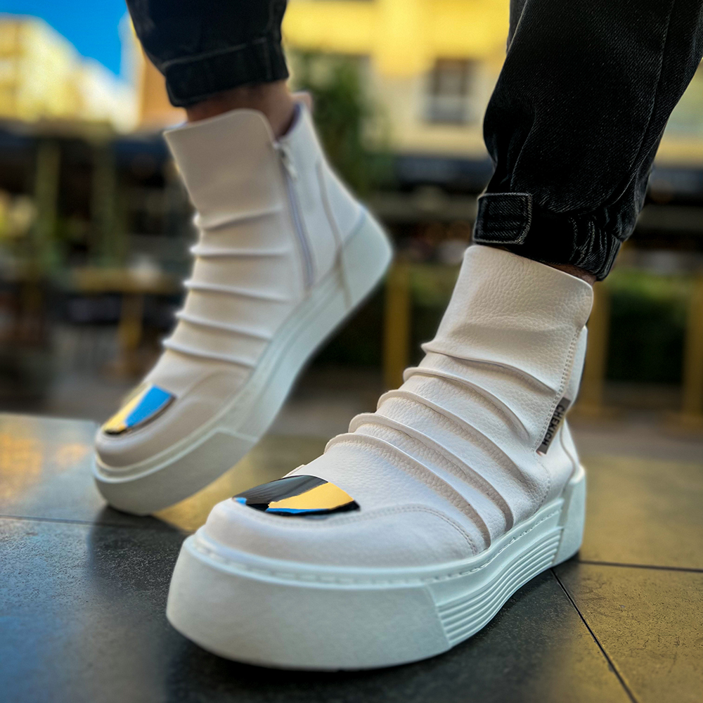 Mens High Top Sneakers - White - 113