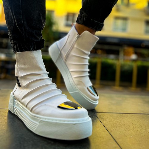 Mens High Top Sneakers - White - 113