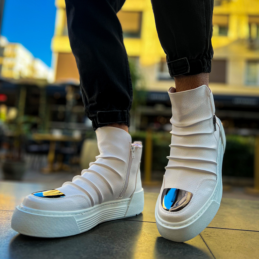 Mens High Top Sneakers - White - 113