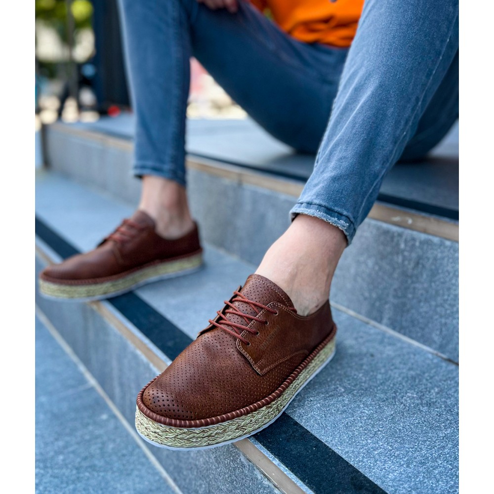 Mens Sneakers - Tan White - 117