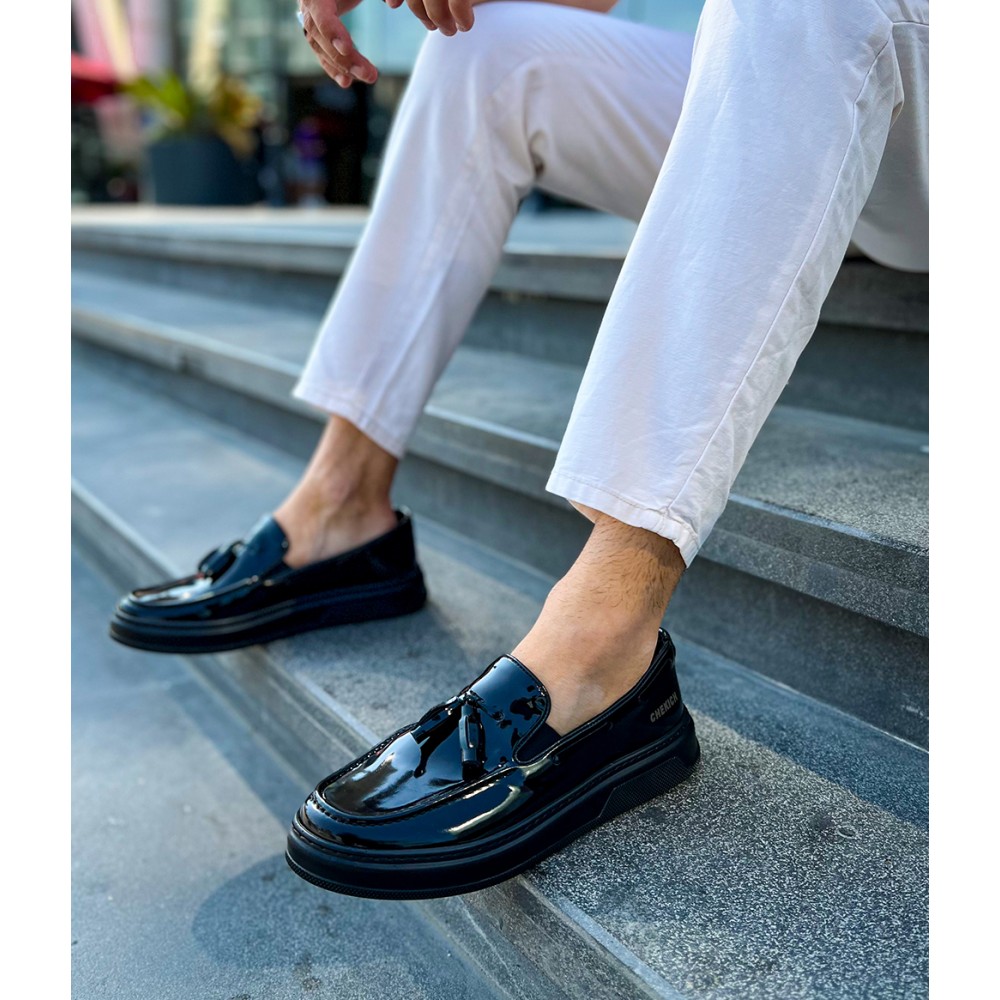 Mens Classic Shoes - Black Patent Leather - 127