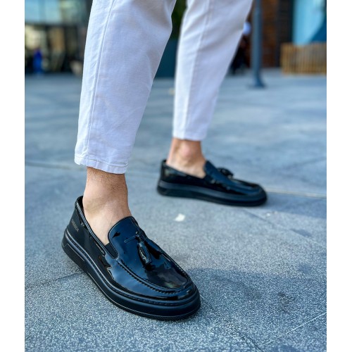 Mens Classic Shoes - Black Patent Leather - 127