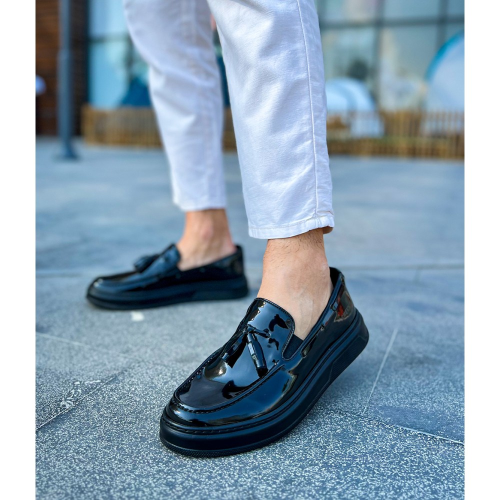 Mens Classic Shoes - Black Patent Leather - 127