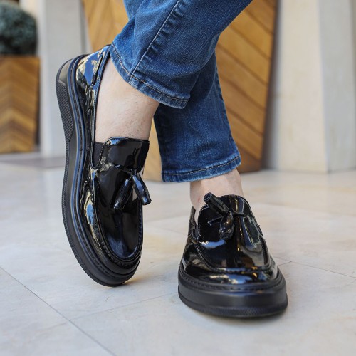 Men's Classic Shoes - Black Patent Leather - 127