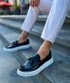 Mens Classic Shoes - Black White Patent Leather - 127